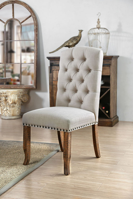 Gianna - Buttoned Side Chair (Set of 2) - Rustic Oak /Ivory - Simple Home Plus