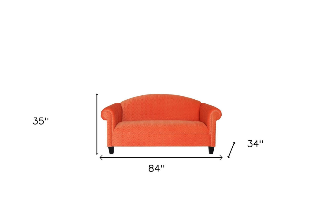 Velvet Sofa With Black Legs - Orange