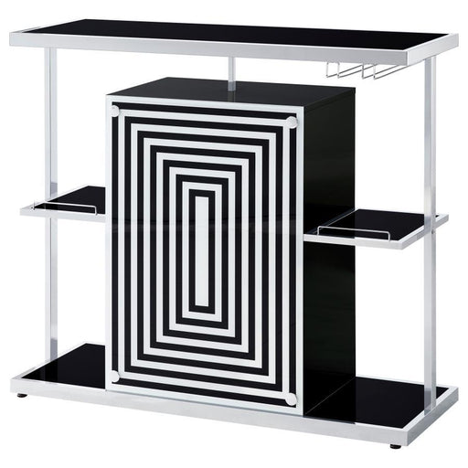 Zinnia - 2-Tier Bar Unit - Glossy Black And White - Simple Home Plus