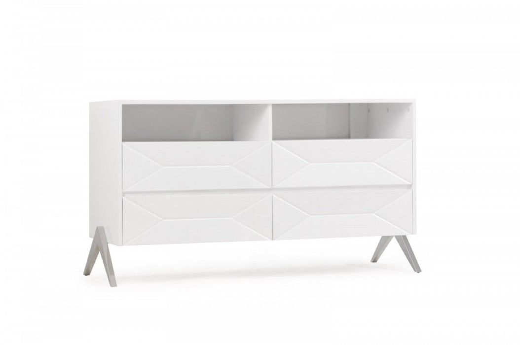 Four Drawer Double Dresser - White