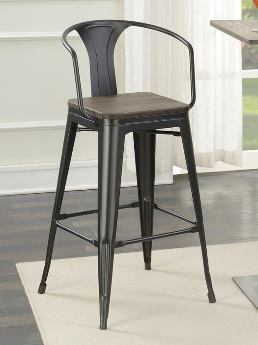 Cavalier - Wooden Seat Bar Stools (Set of 2) - Dark Elm And Matte Black - Simple Home Plus