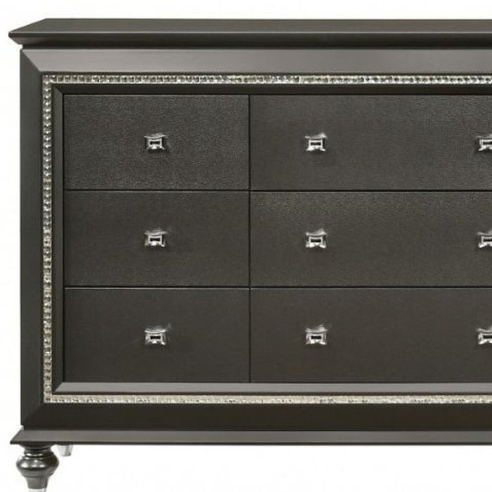 Solid Wood 9 Drawer Triple Dresser - Gray