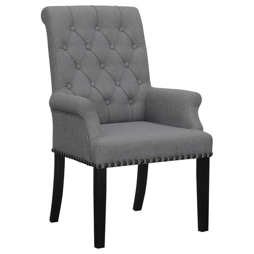 Alana - Upholstered Tufted Arm Chair With Nailhead Trim - Gray / Rustic Espresso - Simple Home Plus