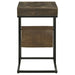 Chessie - 1-Drawer Square Side Table With Leatherette Sling - Tobacco And Black - Simple Home Plus