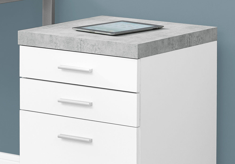 Particle Board And Filing Cabinet With 3 Drawers - White