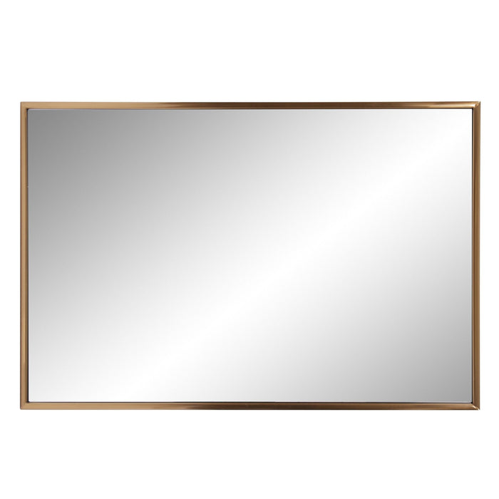 Antiqued Rectangular Wall Mirror - Brushed Brass