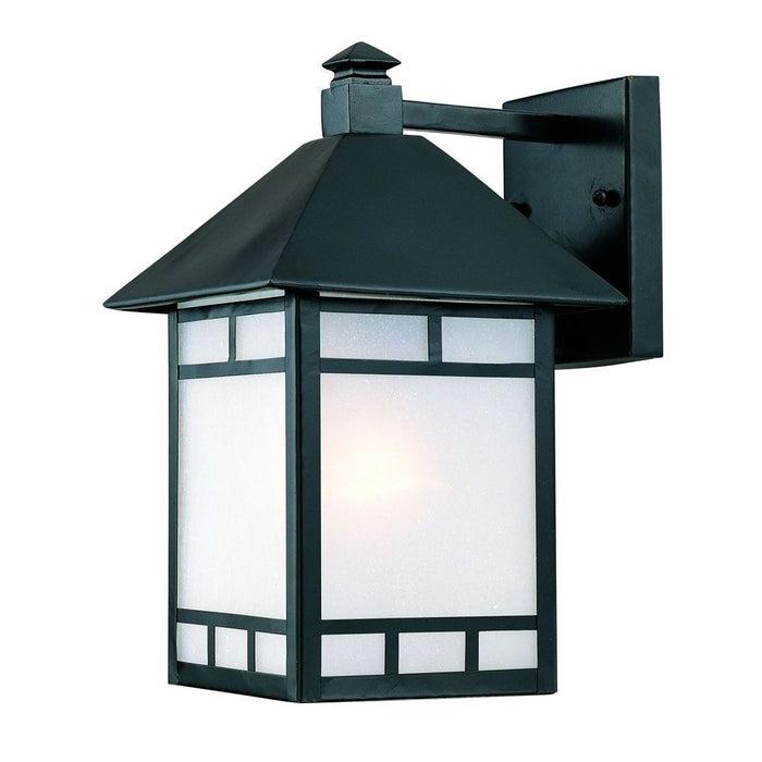 Frosted Glass Lantern Wall Light - Matte Black