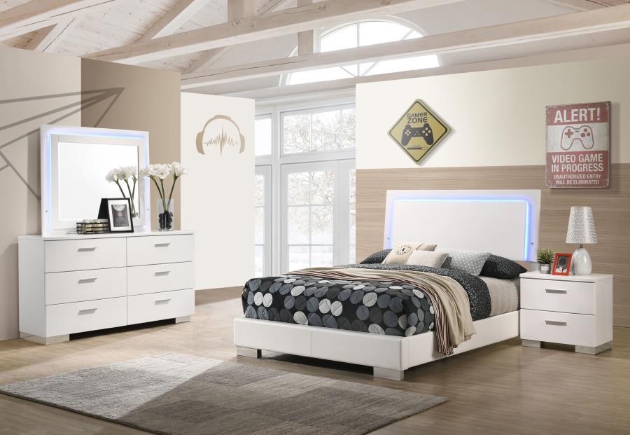 Felicity - Bedroom Set With Led Headboard And Mirror - Simple Home Plus