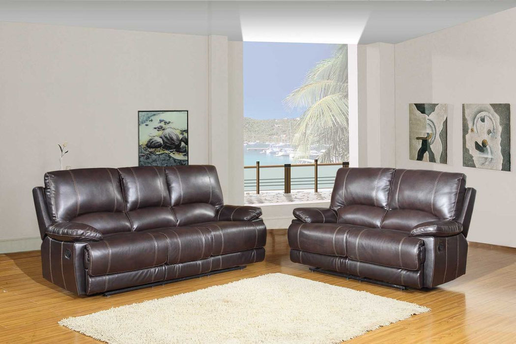 2 Piece Faux Leather Indoor Five Person Seating Set - Brown