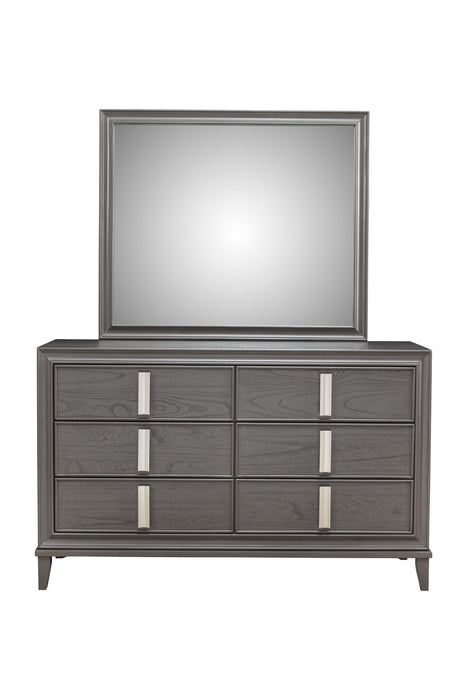 Solid Wood Six Drawer Double Dresser - Dark Gray