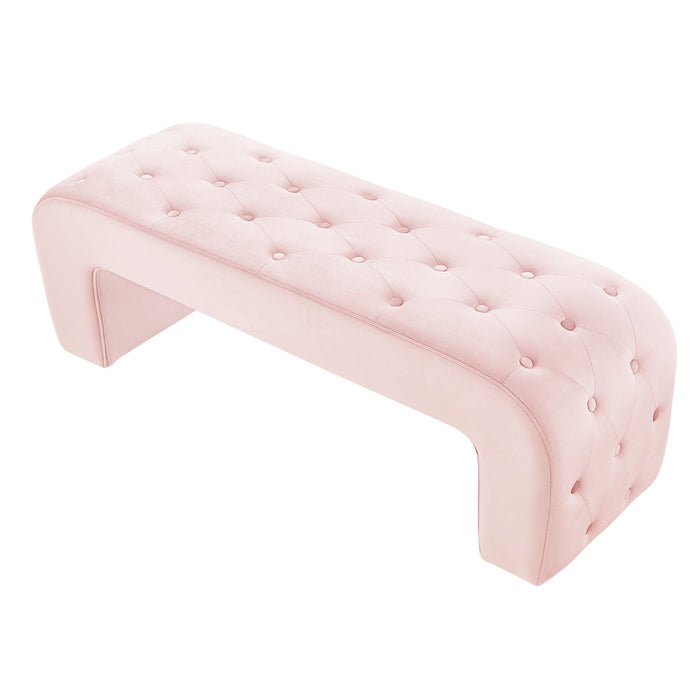 Upholstered Velvet Bench - Blush