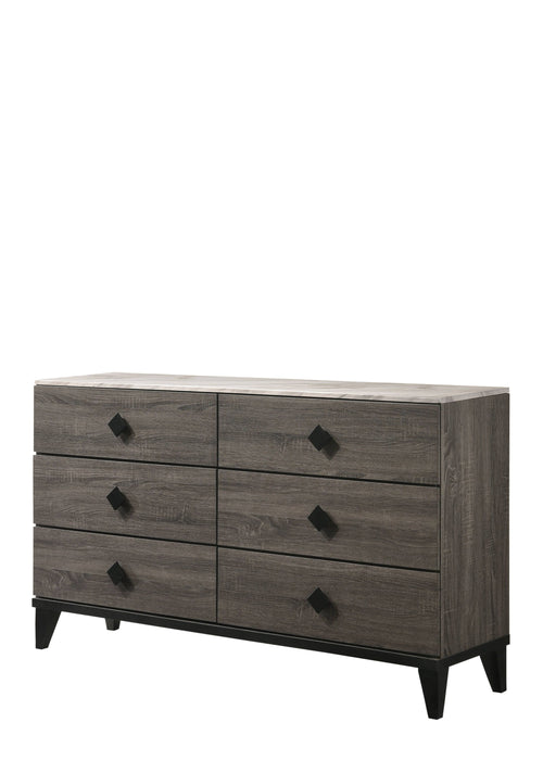 6 Drawer Double Dresser - Gray