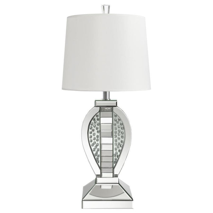 Klein - Table Lamp With Drum Shade - White And Mirror - Simple Home Plus