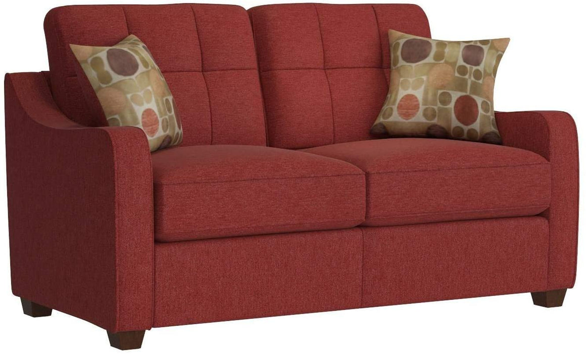 Loveseat And Toss Pillows - Red / Dark Brown