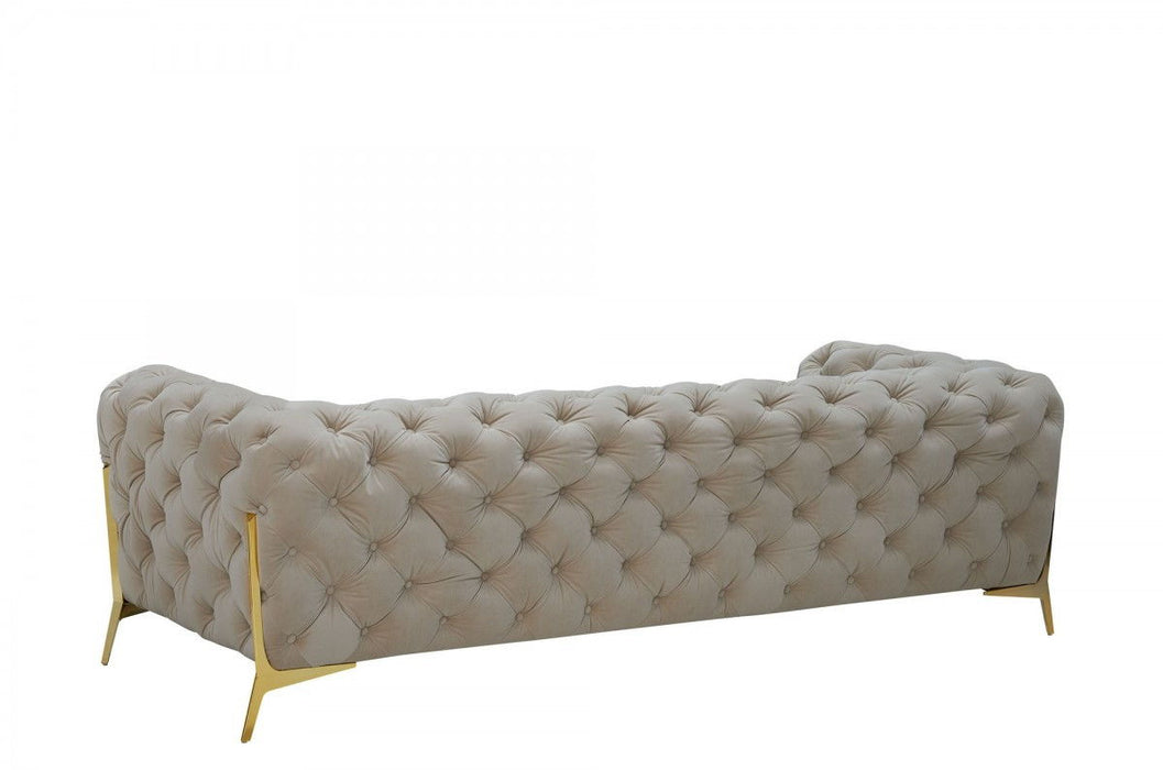 Contemporary Velvet Accent Sofa - Beige / Gold