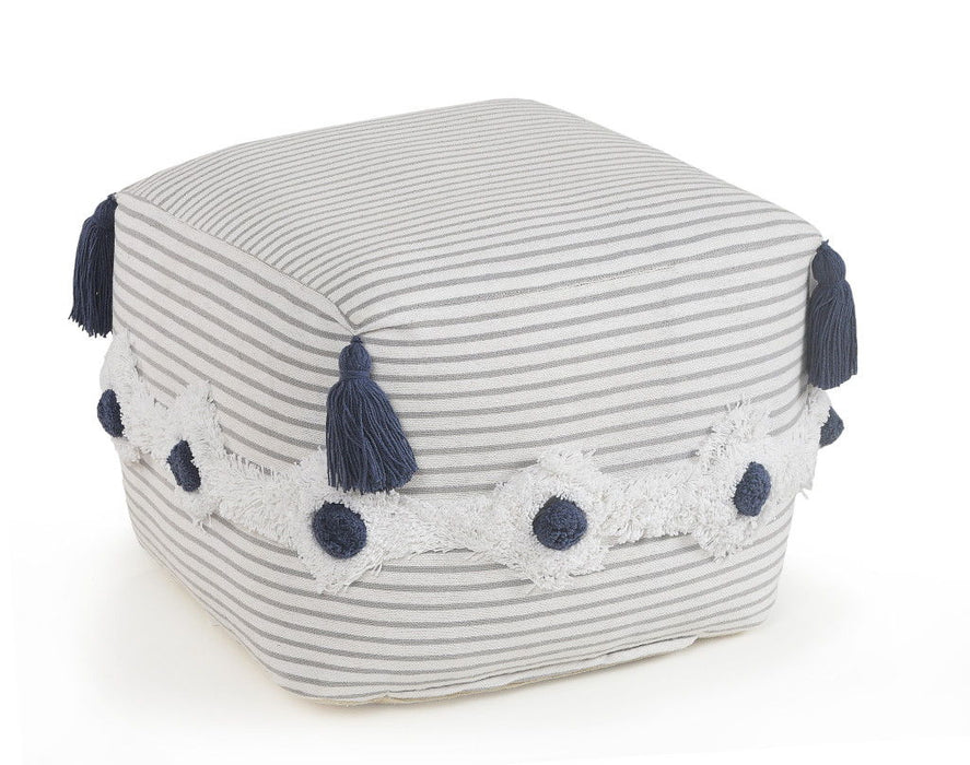 Cotton Square Ottoman - Gray