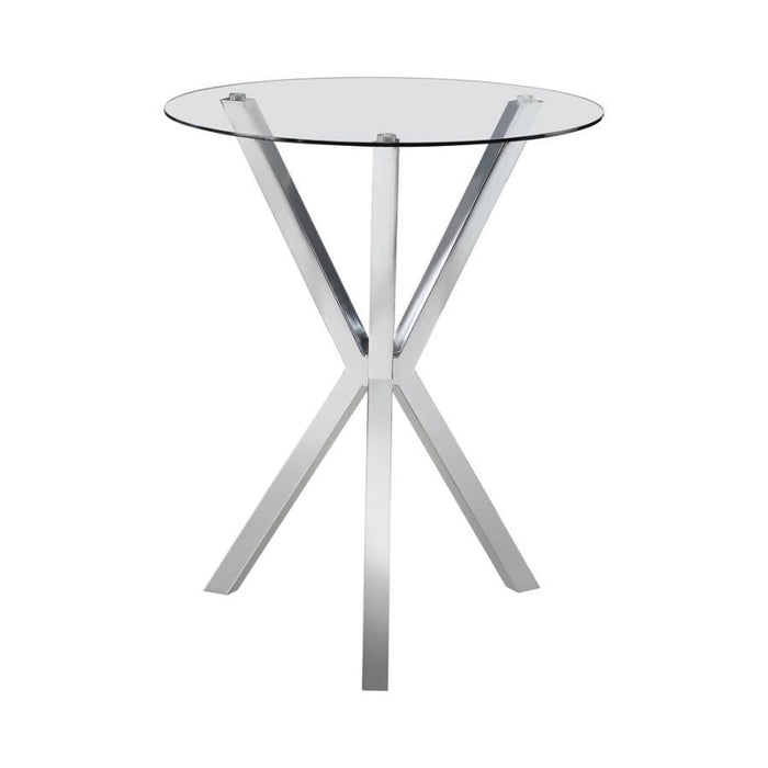 Denali - Round Glass Top Bar Table - Chrome - Simple Home Plus