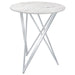 Bexter - Faux Marble Round Top Bar Table - White And Chrome - Simple Home Plus