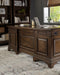 Hartshill - Executive Desk With File Cabinets - Burnished Oak - Simple Home Plus