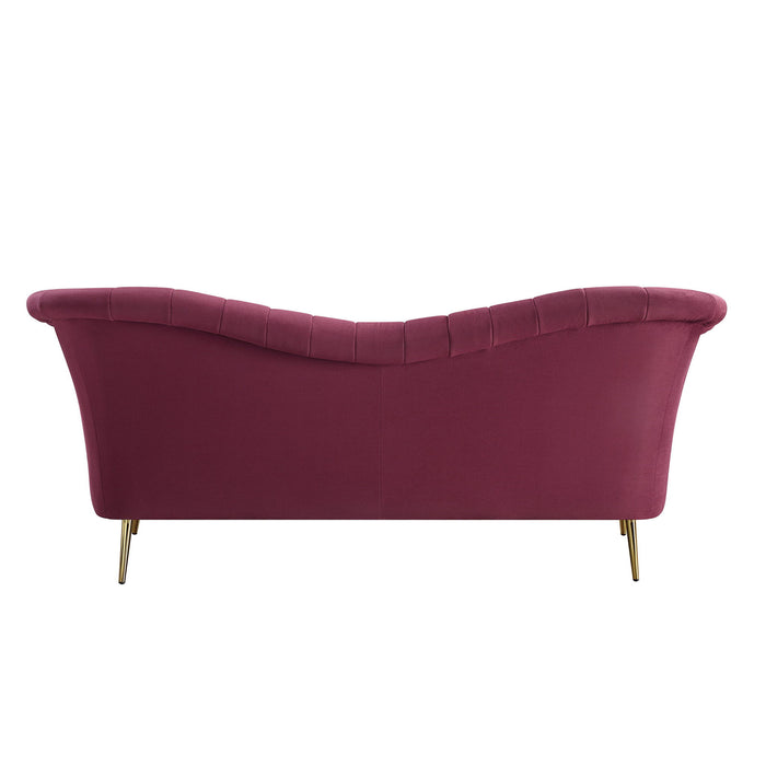 Velvet Sofa With Gold Legs - Red