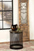 Aurora - Round Accent Table With Drum Base - Natural And Black - Simple Home Plus