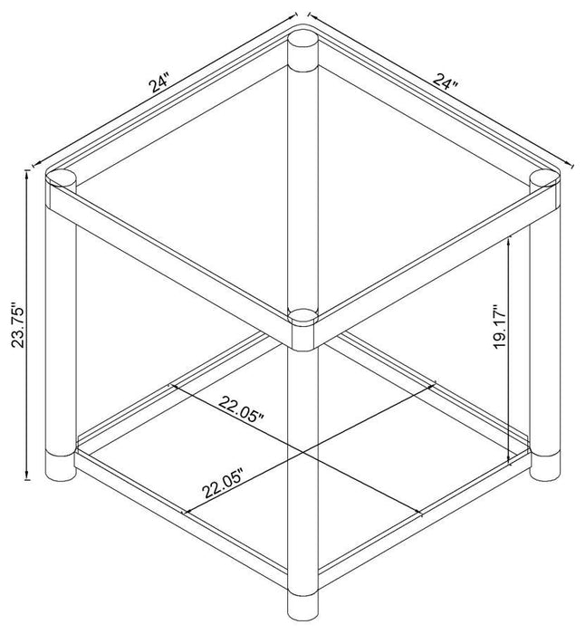 Anne - End Table With Lower Shelf - Chrome And Clear - Simple Home Plus