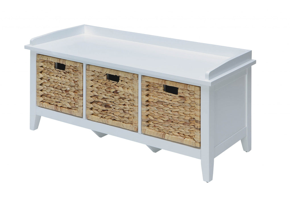 Bench With Drawers - White