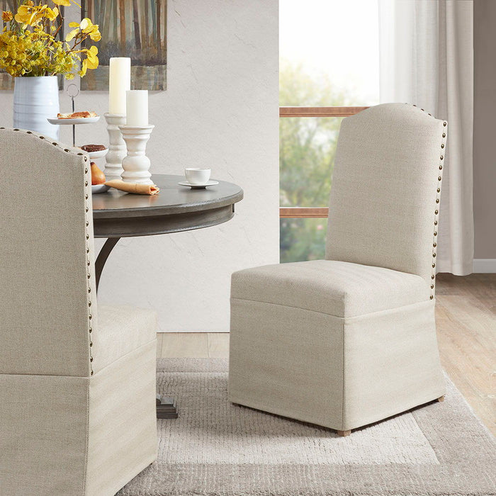 Foster - High Back Dining Chairs With Skirts (Set of 2) - Beige