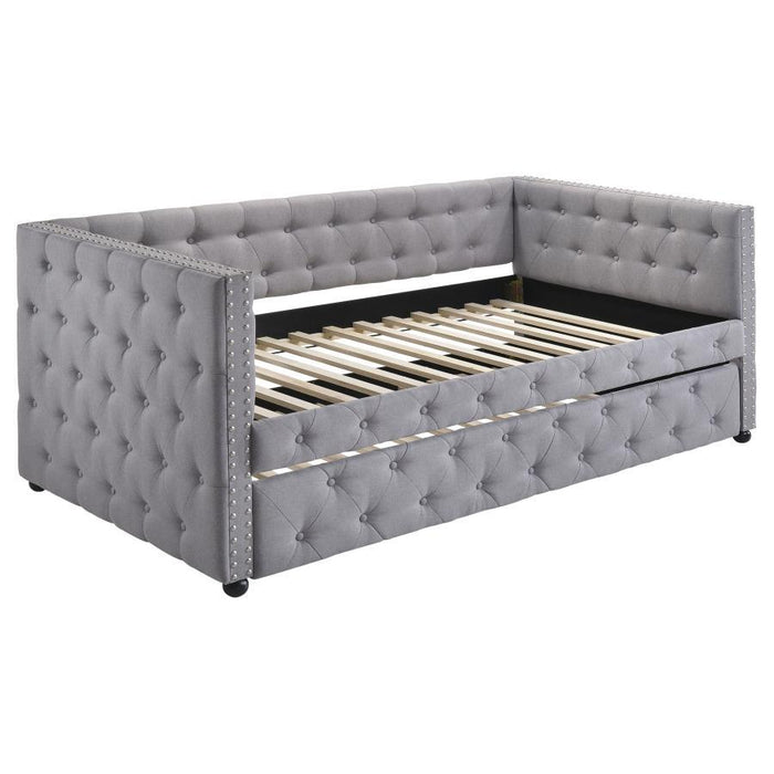 Mockern - Tufted Upholstered Daybed With Trundle - Gray - Simple Home Plus