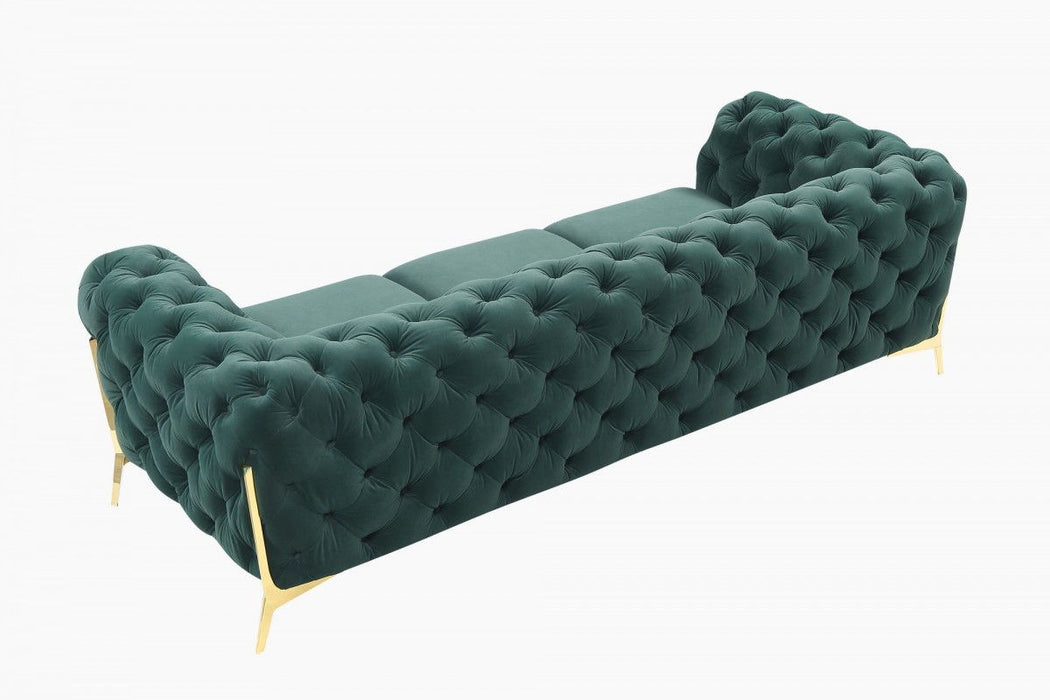 Velvet Sofa With Gold Legs - Green