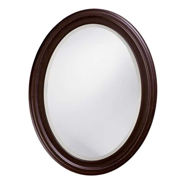 Oval Mirror With Wooden Grooves Frame - Oil Rubbed Bronze