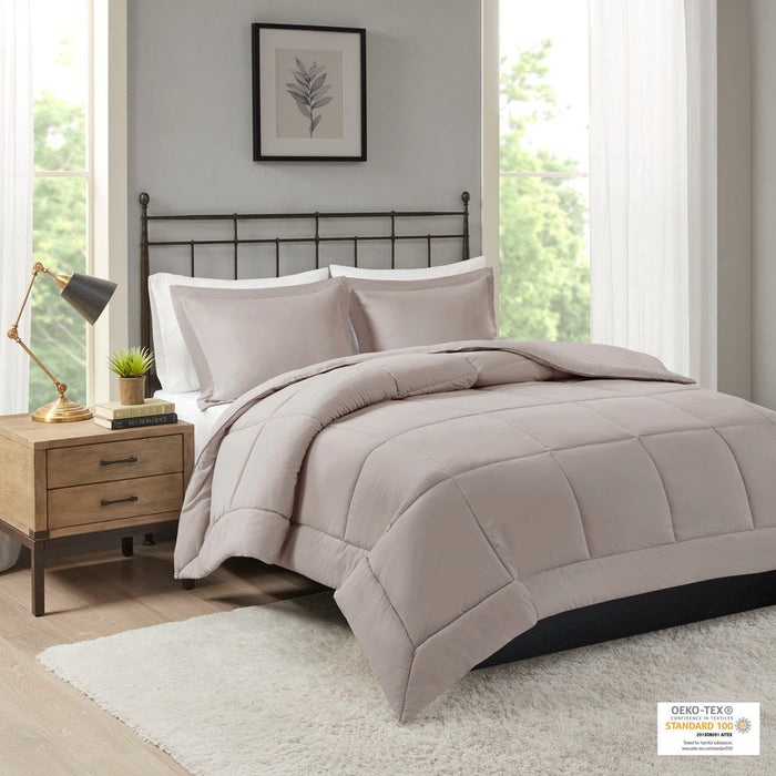 Sarasota - King Microcell Down Alternative Comforter Mini Set - Taupe