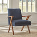 Cheryl - Wooden Arms Accent Chair - Dark Blue And Walnut - Simple Home Plus