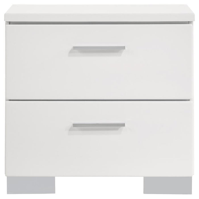 Felicity - 2-Drawer Nightstand - Glossy White - Simple Home Plus