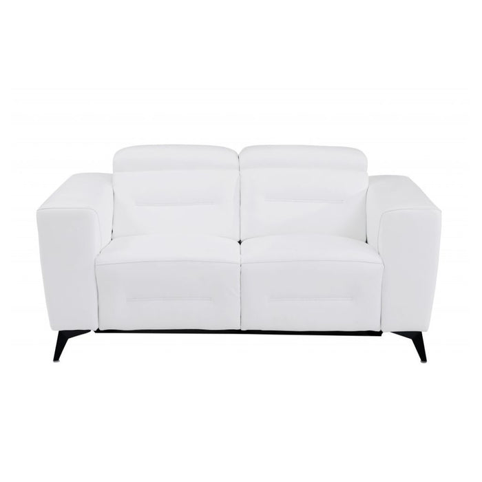 2 Piece Italian Leather Indoor Seating Set Five Person - White