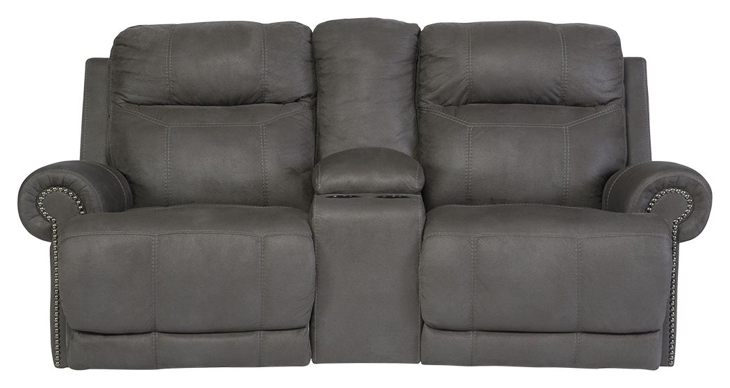 Austere - Gray - Dbl Rec Loveseat W/Console - Simple Home Plus