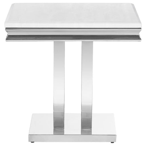 Kerwin - U-Base Square End Table - White And Chrome - Simple Home Plus