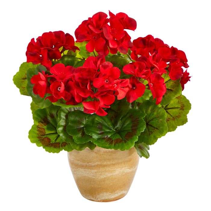 11" Geranium Plant in Planter UV Resistant (Indoor/Outdoor)