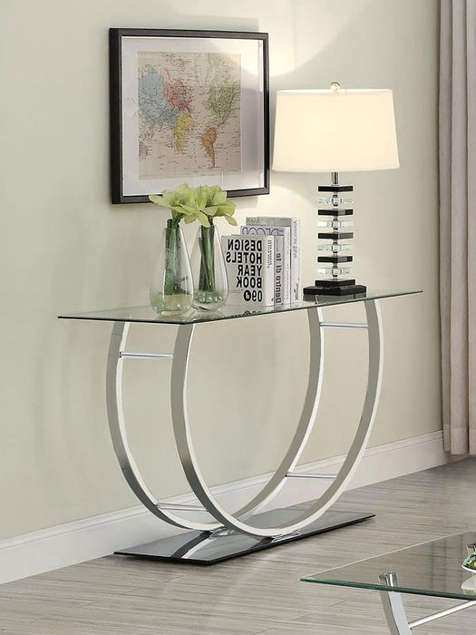 Danville - U-Shaped Sofa Table - Chrome - Simple Home Plus