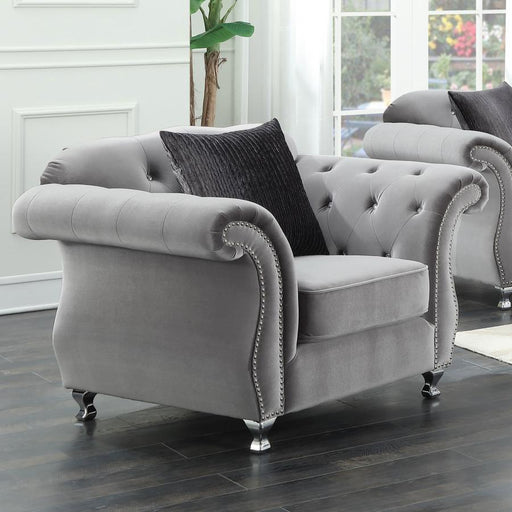 Frostine - Button Tufted Chair - Silver - Simple Home Plus