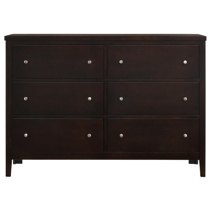 Carlton - 6-Drawer Rectangular Dresser - Cappuccino - Simple Home Plus