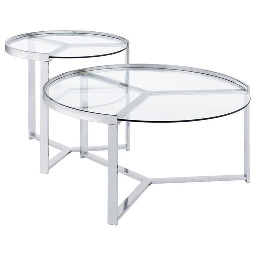 Delia - Round Glass Top Nesting Coffee Table - Simple Home Plus