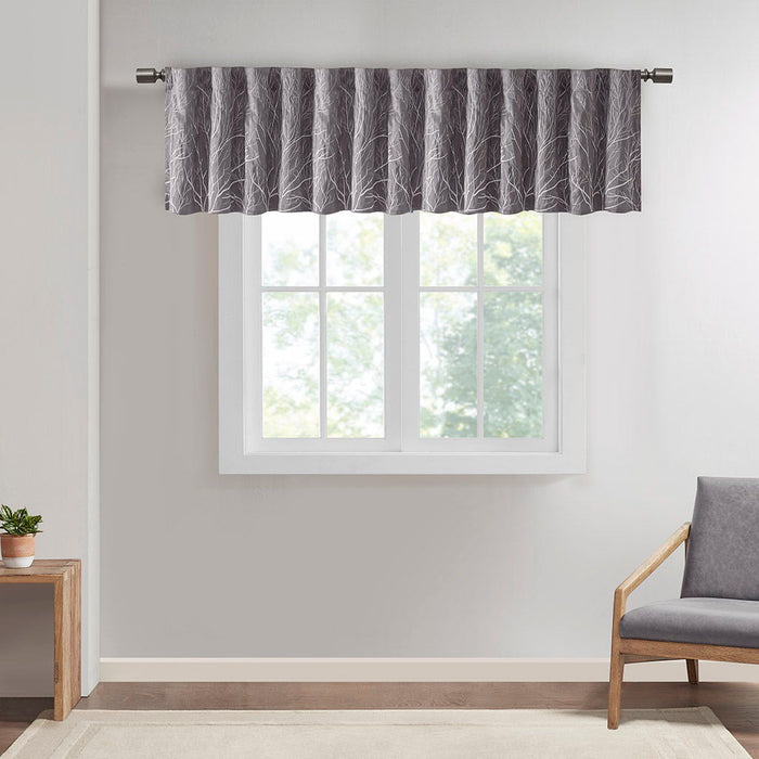 Andora - Embroidered Window Valance - Gray