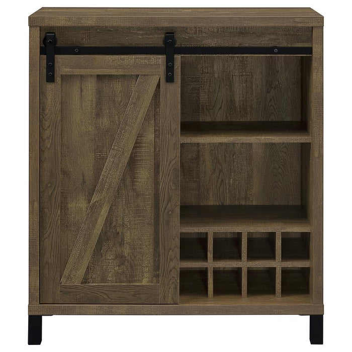 Arlington - Bar Cabinet With Sliding Door - Rustic Oak - Simple Home Plus