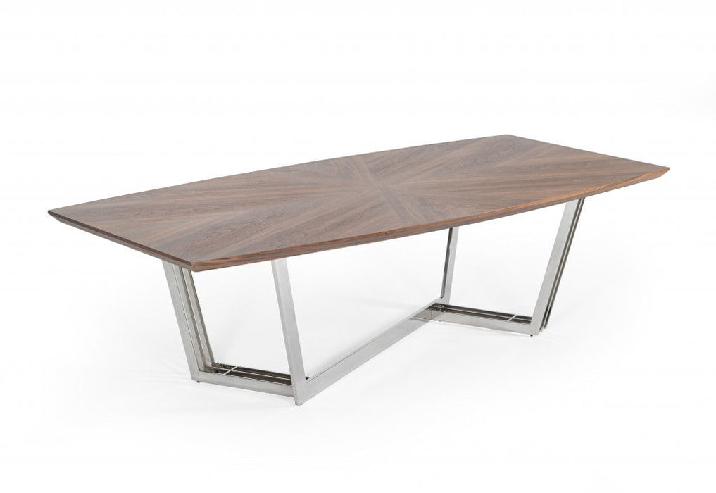 Rectangular And Iron Dining Table - Walnut And Silver