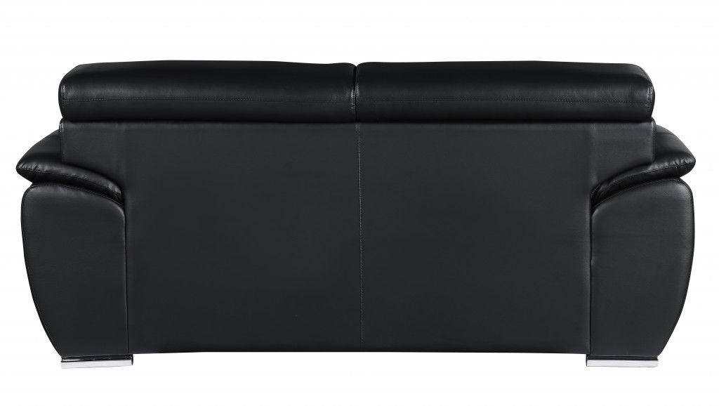 Faux Leather Love Seat - Silver / Black