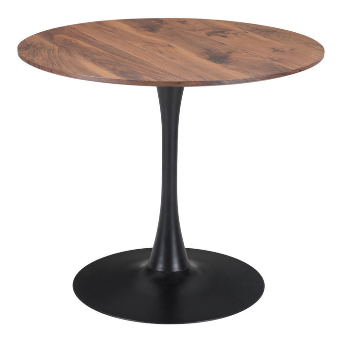 Steel Pedestal Base Dining Table - Light Brown