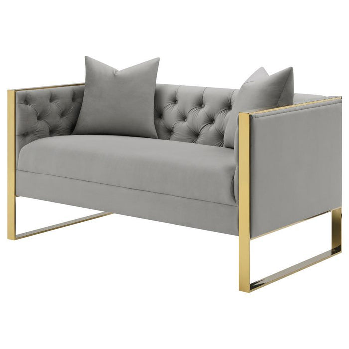 Eastbrook - Tufted Back Loveseat - Gray - Simple Home Plus