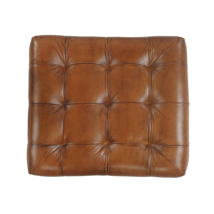 Faux Leather Footstool Ottoman - Brown