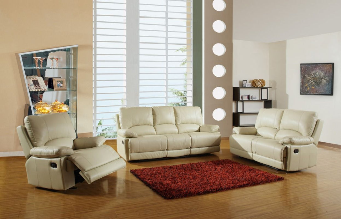 Three Piece Indoor Faux Leather Six Person Seating Set - Beige